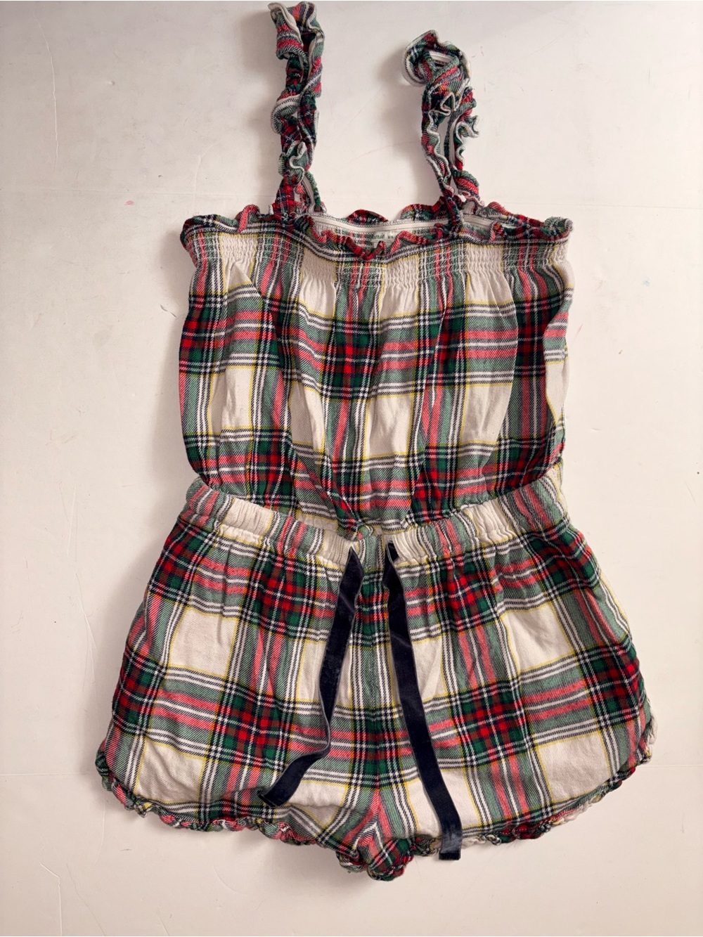 Aerie holiday plaid flannel sleep romper size M